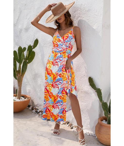 Newshows Women Summer 2025 Maxi Dress Vacation Floral Spaghetti Strap Spring Casual Boho Split Beach Long Flowy Sundress