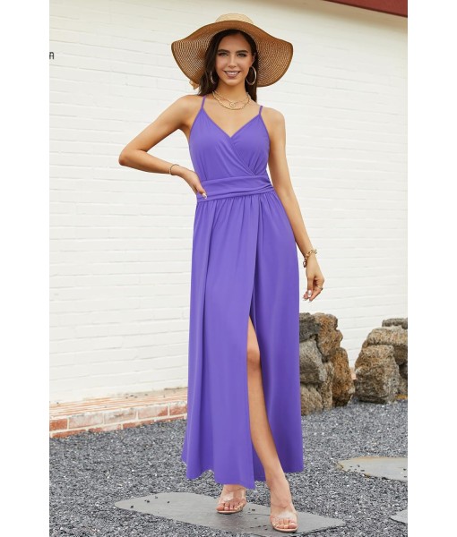 Newshows Women Summer 2025 Maxi Dress Vacation Floral Spaghetti Strap Spring Casual Boho Split Beach Long Flowy Sundress