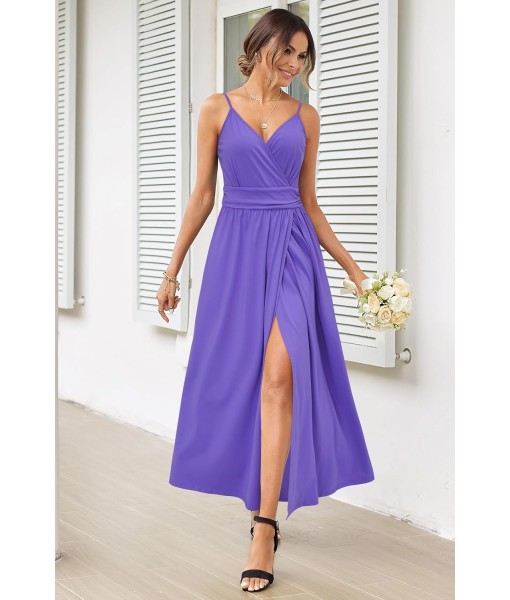Newshows Women Summer 2025 Maxi Dress Vacation Floral Spaghetti Strap Spring Casual Boho Split Beach Long Flowy Sundress