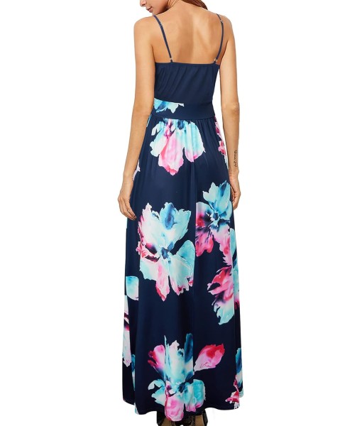 Newshows Women Summer 2025 Maxi Dress Vacation Floral Spaghetti Strap Spring Casual Boho Split Beach Long Flowy Sundress