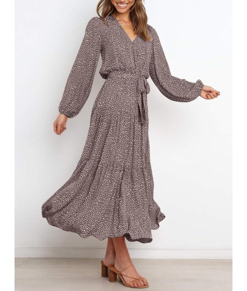 PRETTYGARDEN Womens Spring Long Sleeve Wrap V Neck Ruffle Floral Maxi Dress Casual Tie Waist Boho Chiffon Flowy Long Dresses