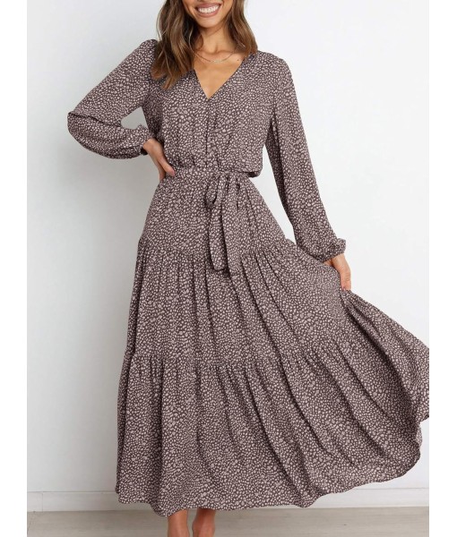 PRETTYGARDEN Womens Spring Long Sleeve Wrap V Neck Ruffle Floral Maxi Dress Casual Tie Waist Boho Chiffon Flowy Long Dresses