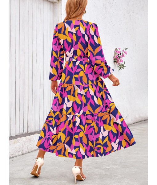 PRETTYGARDEN Womens Spring Long Sleeve Wrap V Neck Ruffle Floral Maxi Dress Casual Tie Waist Boho Chiffon Flowy Long Dresses