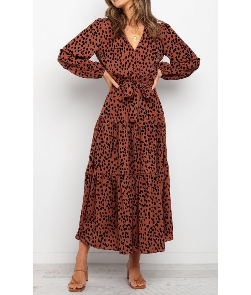 PRETTYGARDEN Womens Spring Long Sleeve Wrap V Neck Ruffle Floral Maxi Dress Casual Tie Waist Boho Chiffon Flowy Long Dresses