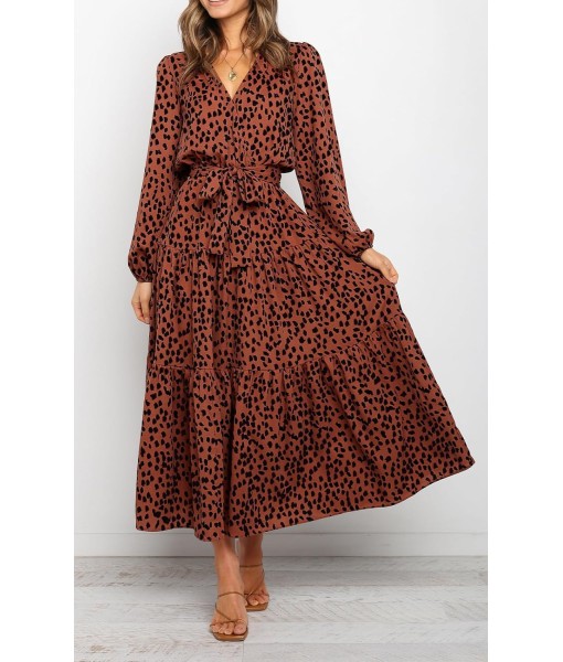 PRETTYGARDEN Womens Spring Long Sleeve Wrap V Neck Ruffle Floral Maxi Dress Casual Tie Waist Boho Chiffon Flowy Long Dresses