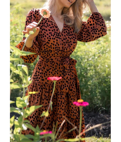 PRETTYGARDEN Womens Spring Long Sleeve Wrap V Neck Ruffle Floral Maxi Dress Casual Tie Waist Boho Chiffon Flowy Long Dresses