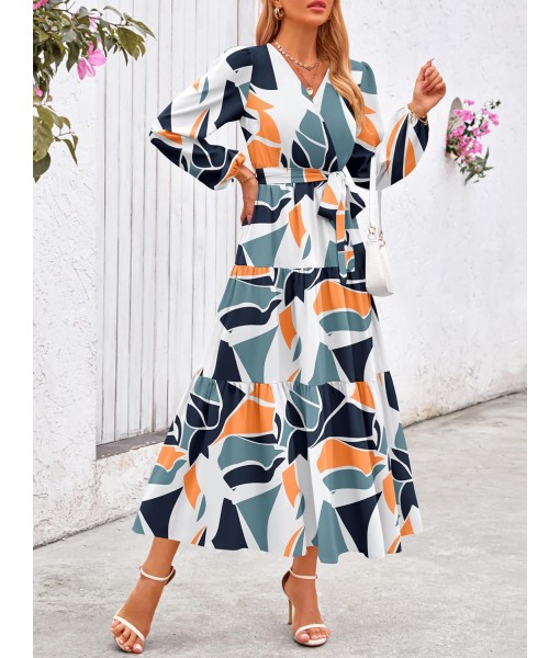 PRETTYGARDEN Womens Spring Long Sleeve Wrap V Neck Ruffle Floral Maxi Dress Casual Tie Waist Boho Chiffon Flowy Long Dresses