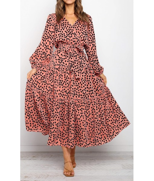 PRETTYGARDEN Womens Spring Long Sleeve Wrap V Neck Ruffle Floral Maxi Dress Casual Tie Waist Boho Chiffon Flowy Long Dresses