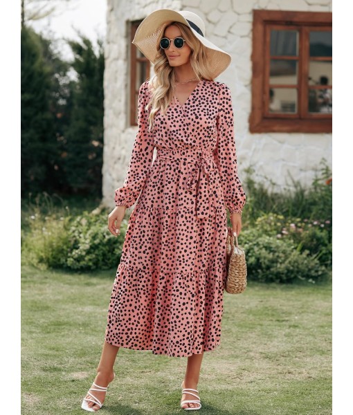 PRETTYGARDEN Womens Spring Long Sleeve Wrap V Neck Ruffle Floral Maxi Dress Casual Tie Waist Boho Chiffon Flowy Long Dresses