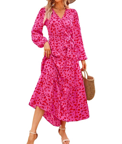 PRETTYGARDEN Womens Spring Long Sleeve Wrap V Neck Ruffle Floral Maxi Dress Casual Tie Waist Boho Chiffon Flowy Long Dresses