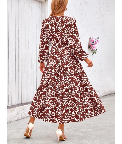 PRETTYGARDEN Womens Spring Long Sleeve Wrap V Neck Ruffle Floral Maxi Dress Casual Tie Waist Boho Chiffon Flowy Long Dresses