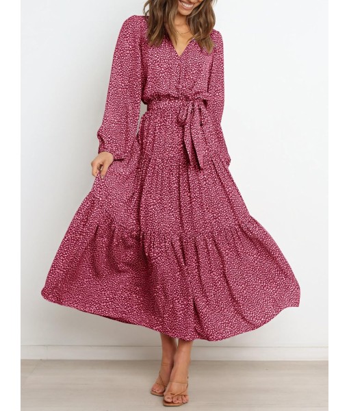 PRETTYGARDEN Womens Spring Long Sleeve Wrap V Neck Ruffle Floral Maxi Dress Casual Tie Waist Boho Chiffon Flowy Long Dresses