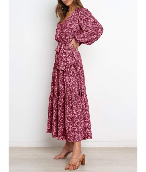 PRETTYGARDEN Womens Spring Long Sleeve Wrap V Neck Ruffle Floral Maxi Dress Casual Tie Waist Boho Chiffon Flowy Long Dresses