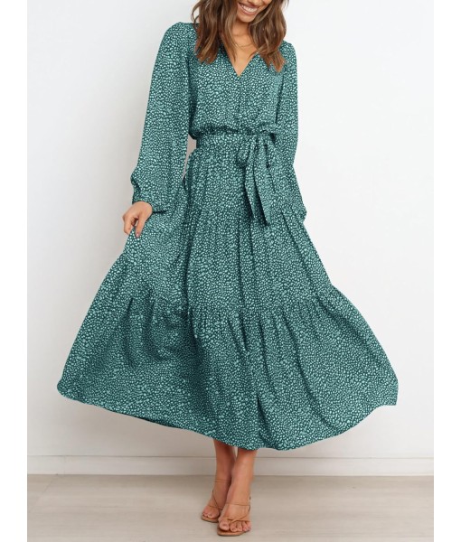 PRETTYGARDEN Womens Spring Long Sleeve Wrap V Neck Ruffle Floral Maxi Dress Casual Tie Waist Boho Chiffon Flowy Long Dresses