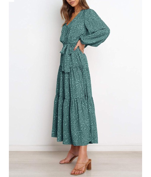 PRETTYGARDEN Womens Spring Long Sleeve Wrap V Neck Ruffle Floral Maxi Dress Casual Tie Waist Boho Chiffon Flowy Long Dresses