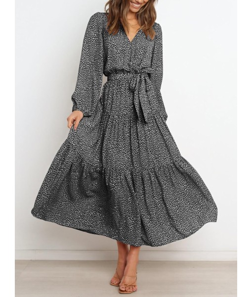 PRETTYGARDEN Womens Spring Long Sleeve Wrap V Neck Ruffle Floral Maxi Dress Casual Tie Waist Boho Chiffon Flowy Long Dresses