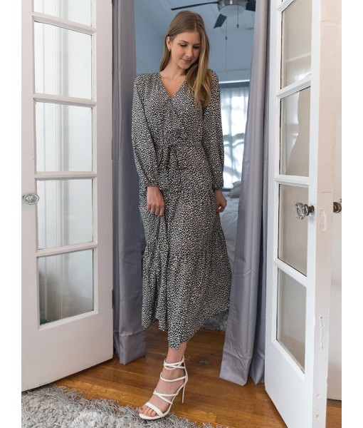 PRETTYGARDEN Womens Spring Long Sleeve Wrap V Neck Ruffle Floral Maxi Dress Casual Tie Waist Boho Chiffon Flowy Long Dresses