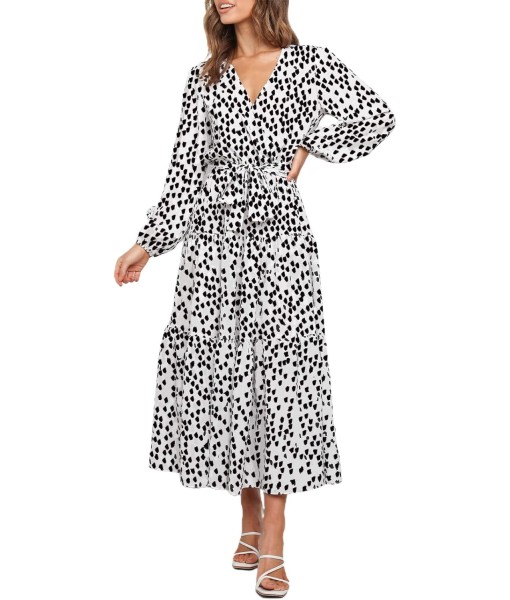 PRETTYGARDEN Womens Spring Long Sleeve Wrap V Neck Ruffle Floral Maxi Dress Casual Tie Waist Boho Chiffon Flowy Long Dresses