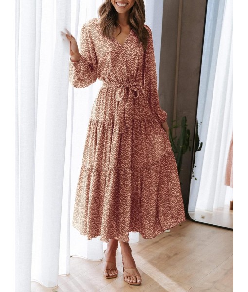 PRETTYGARDEN Womens Spring Long Sleeve Wrap V Neck Ruffle Floral Maxi Dress Casual Tie Waist Boho Chiffon Flowy Long Dresses