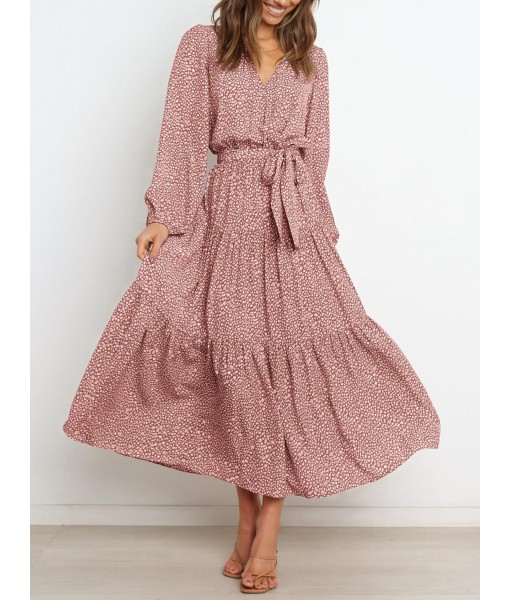 PRETTYGARDEN Womens Spring Long Sleeve Wrap V Neck Ruffle Floral Maxi Dress Casual Tie Waist Boho Chiffon Flowy Long Dresses
