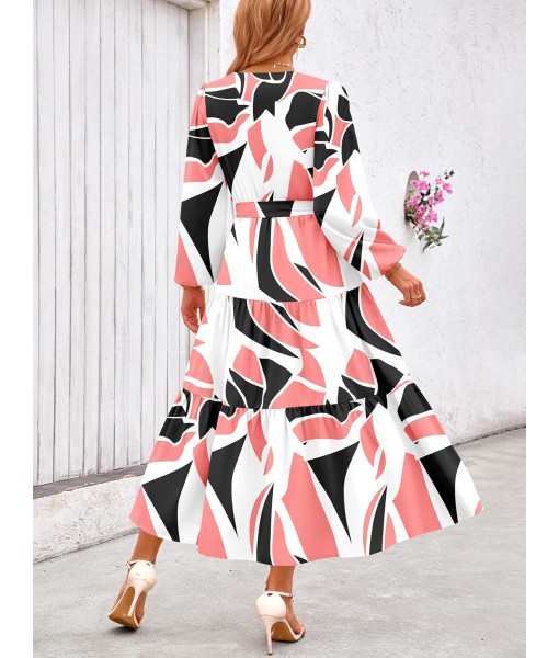 PRETTYGARDEN Womens Spring Long Sleeve Wrap V Neck Ruffle Floral Maxi Dress Casual Tie Waist Boho Chiffon Flowy Long Dresses
