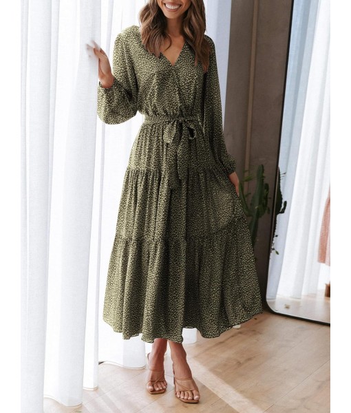 PRETTYGARDEN Womens Spring Long Sleeve Wrap V Neck Ruffle Floral Maxi Dress Casual Tie Waist Boho Chiffon Flowy Long Dresses