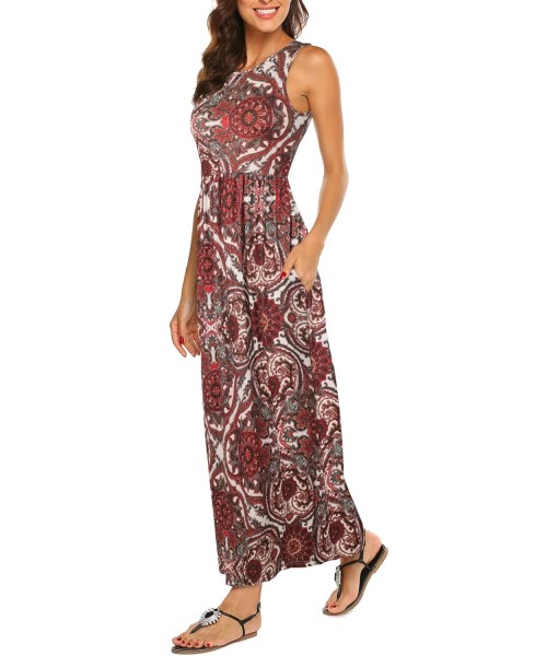 Hount Women's Summer Sleeveless Striped Flowy Casual Long Maxi Dress with Pockets