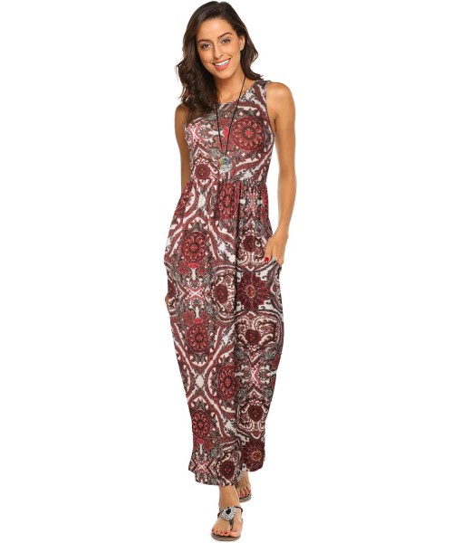 Hount Women's Summer Sleeveless Striped Flowy Casual Long Maxi Dress with Pockets