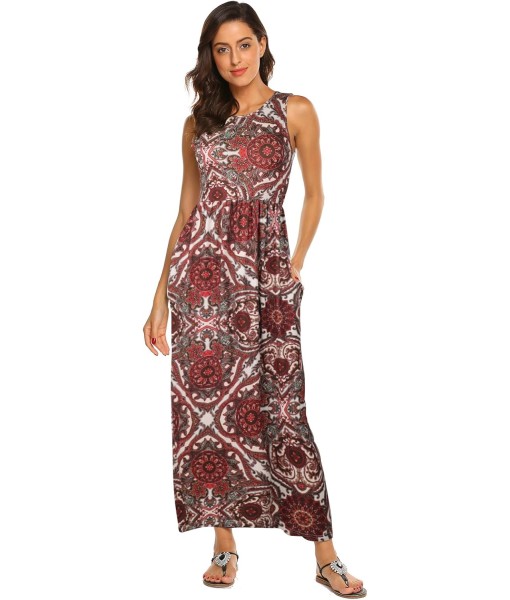 Hount Women's Summer Sleeveless Striped Flowy Casual Long Maxi Dress with Pockets
