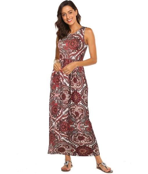 Hount Women's Summer Sleeveless Striped Flowy Casual Long Maxi Dress with Pockets