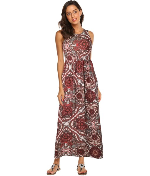 Hount Women's Summer Sleeveless Striped Flowy Casual Long Maxi Dress with Pockets