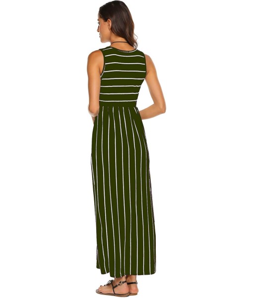 Hount Women's Summer Sleeveless Striped Flowy Casual Long Maxi Dress with Pockets