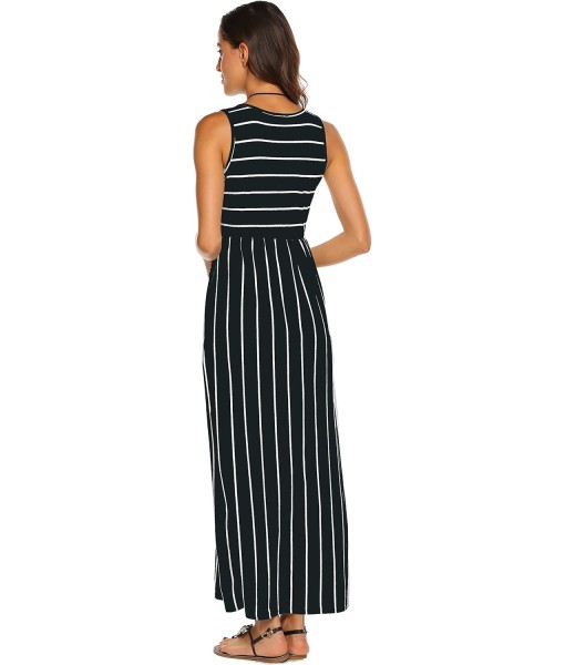 Hount Women's Summer Sleeveless Striped Flowy Casual Long Maxi Dress with Pockets