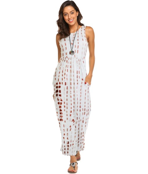 Hount Women's Summer Sleeveless Striped Flowy Casual Long Maxi Dress with Pockets