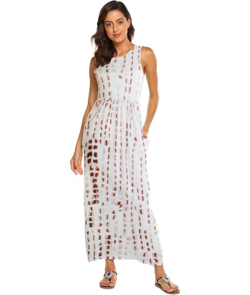 Hount Women's Summer Sleeveless Striped Flowy Casual Long Maxi Dress with Pockets