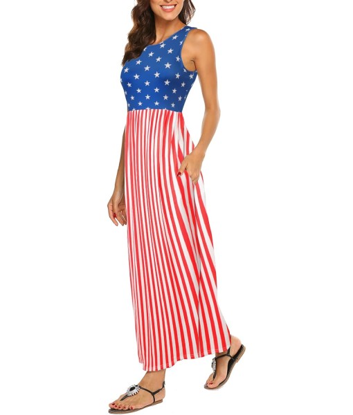 Hount Women's Summer Sleeveless Striped Flowy Casual Long Maxi Dress with Pockets