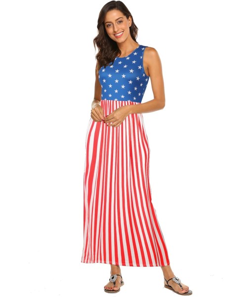 Hount Women's Summer Sleeveless Striped Flowy Casual Long Maxi Dress with Pockets