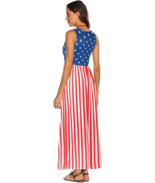Hount Women's Summer Sleeveless Striped Flowy Casual Long Maxi Dress with Pockets