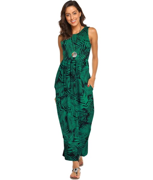 Hount Women's Summer Sleeveless Striped Flowy Casual Long Maxi Dress with Pockets