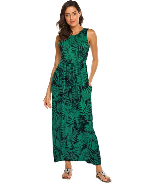 Hount Women's Summer Sleeveless Striped Flowy Casual Long Maxi Dress with Pockets