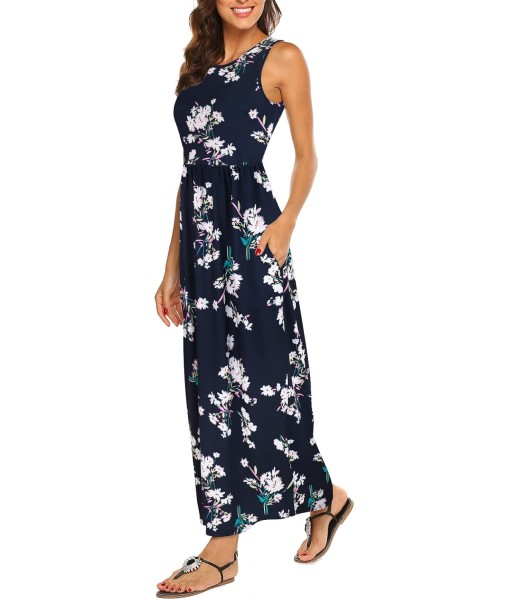 Hount Women's Summer Sleeveless Striped Flowy Casual Long Maxi Dress with Pockets