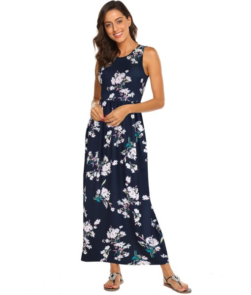 Hount Women's Summer Sleeveless Striped Flowy Casual Long Maxi Dress with Pockets