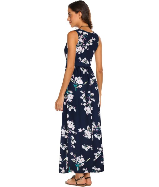 Hount Women's Summer Sleeveless Striped Flowy Casual Long Maxi Dress with Pockets