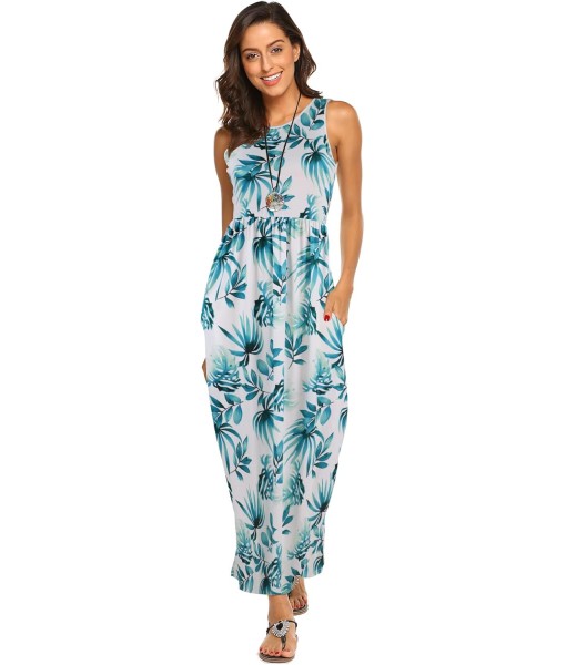 Hount Women's Summer Sleeveless Striped Flowy Casual Long Maxi Dress with Pockets