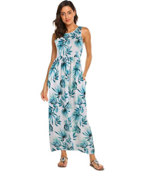 Hount Women's Summer Sleeveless Striped Flowy Casual Long Maxi Dress with Pockets