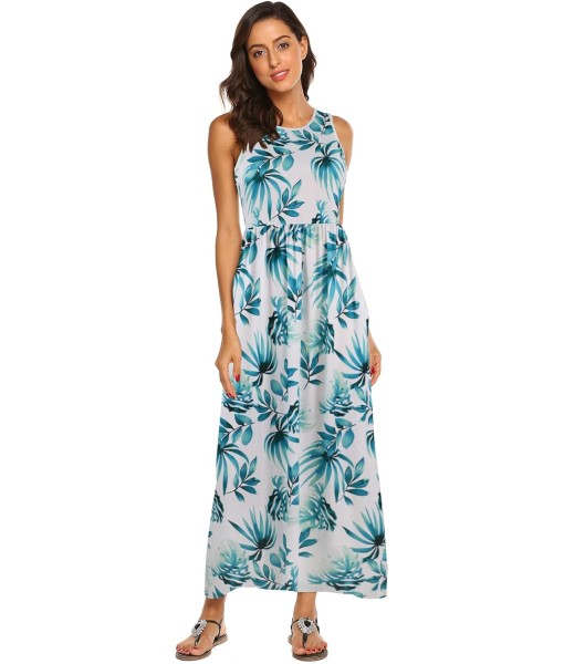 Hount Women's Summer Sleeveless Striped Flowy Casual Long Maxi Dress with Pockets