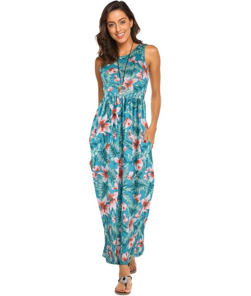 Hount Women's Summer Sleeveless Striped Flowy Casual Long Maxi Dress with Pockets