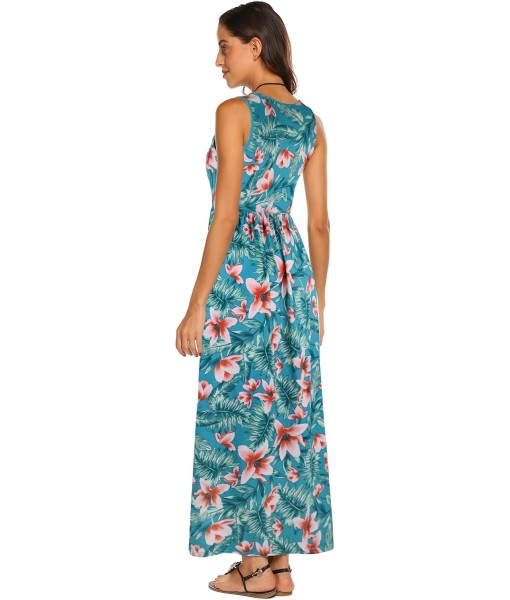 Hount Women's Summer Sleeveless Striped Flowy Casual Long Maxi Dress with Pockets