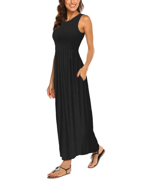 Hount Women's Summer Sleeveless Striped Flowy Casual Long Maxi Dress with Pockets