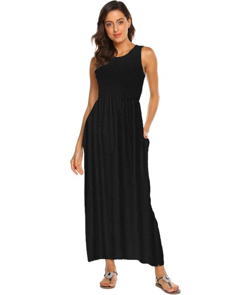 Hount Women's Summer Sleeveless Striped Flowy Casual Long Maxi Dress with Pockets